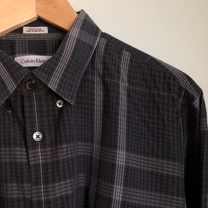 Calvin Klein Gray Plaid Button Down